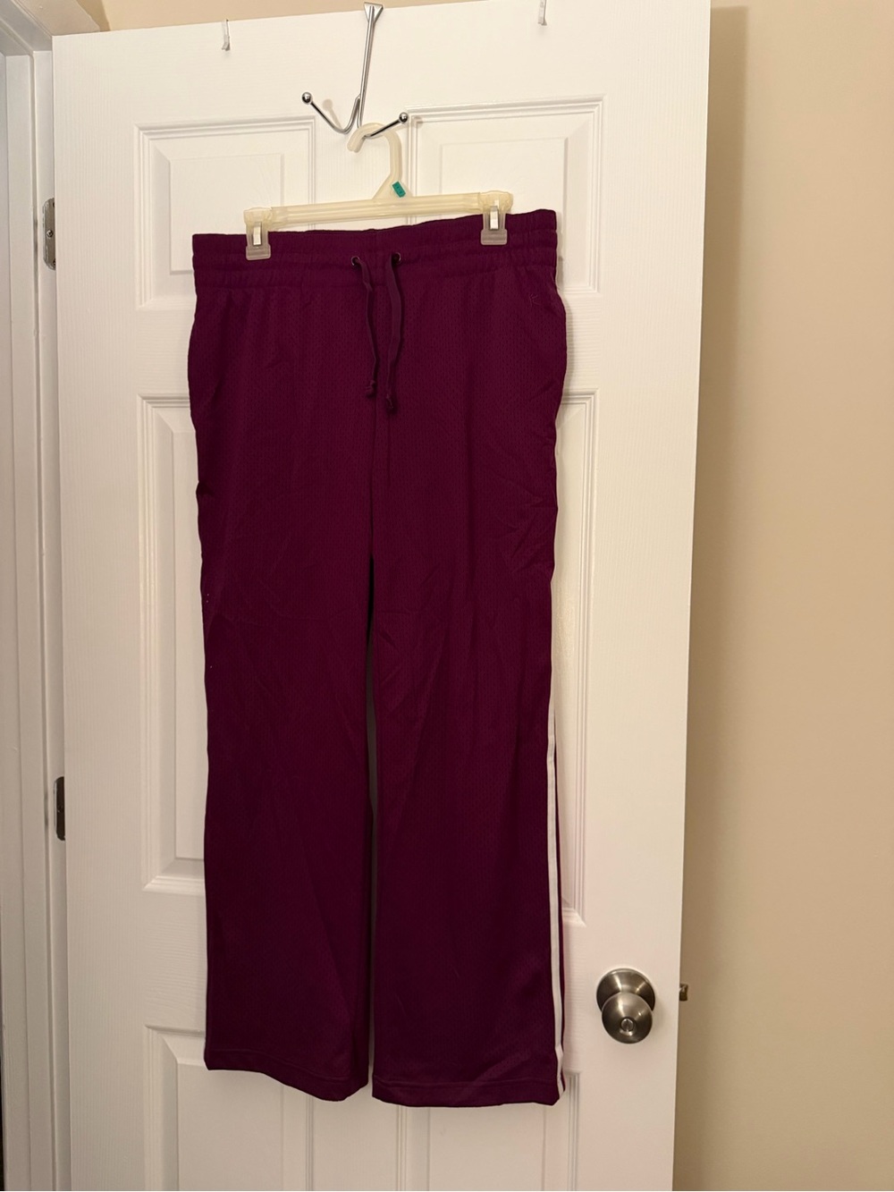 Danskin Now Women's Burgundy Wide-Leg Track Pants with Side Stripe